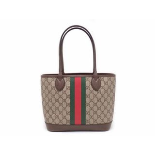 Gucci - グッチ 726762 GGスプリームキャンバスxレザー ベージュxエボニー グリーンxレッドxグリーンウェブストライプ オフィディア スモール トートバッグ 【新宿店】【中古】【新着】