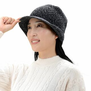 【色: ブラック】[Kuai] クーアイ 帽子 レディース ハット 暖か シルク(その他)