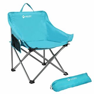 【色: ブルー】VILLEY アウトドアチェア キャンプ椅子 イスフォールディン(テーブル/チェア)