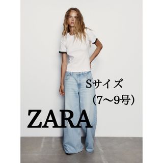 ザラ(ZARA)の【ZARA】ザラ ビジュートリム Tシャツ(Tシャツ(半袖/袖なし))