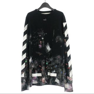 オフホワイト(OFF-WHITE)のOFF WHITE DIAG GALAXY BRUSHE 長袖Tシャツ S 黒(Tシャツ/カットソー(七分/長袖))