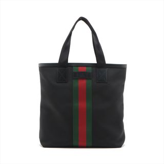 グッチ(Gucci)のグッチ シェリーライン ナイロン×レザー  ブラック レディース トートバ(トートバッグ)