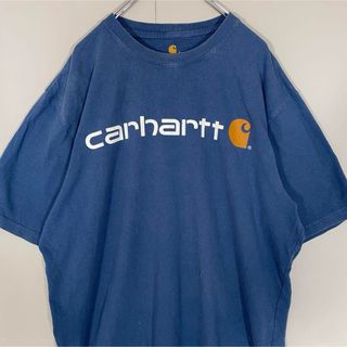 カーハート(carhartt)の【ビッグロゴ】carharttでかロゴTシャツ古着ブルー青ストリート90sL (Tシャツ/カットソー(半袖/袖なし))