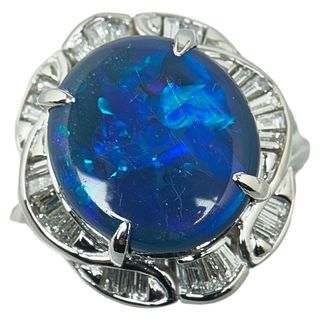 美品 Pt900 プラチナ リング 指輪 ブラックオパール 5.14ct ダイヤ 0.51ct 【1-0151770】(リング(指輪))