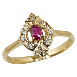 美品 K18YG イエローゴールド リング 指輪 ルビー 0.20ct ダイヤ 0.13ct 【1-0151995】(リング(指輪))