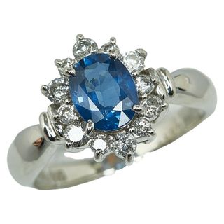 美品 Pt900 プラチナ リング 指輪 サファイア 1.18ct ダイヤ 0.38ct 【1-0152016】(リング(指輪))