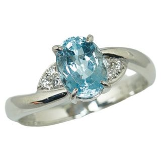 美品 Pt900 プラチナ リング 指輪 アクアマリン 1.38ct ダイヤ 0.07ct 【1-0152026】(リング(指輪))