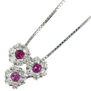 K18WG ホワイトゴールド ペンダントネックレス ルビー 0.27ct ダイヤ 0.72ct 【1-0152056】(ネックレス)