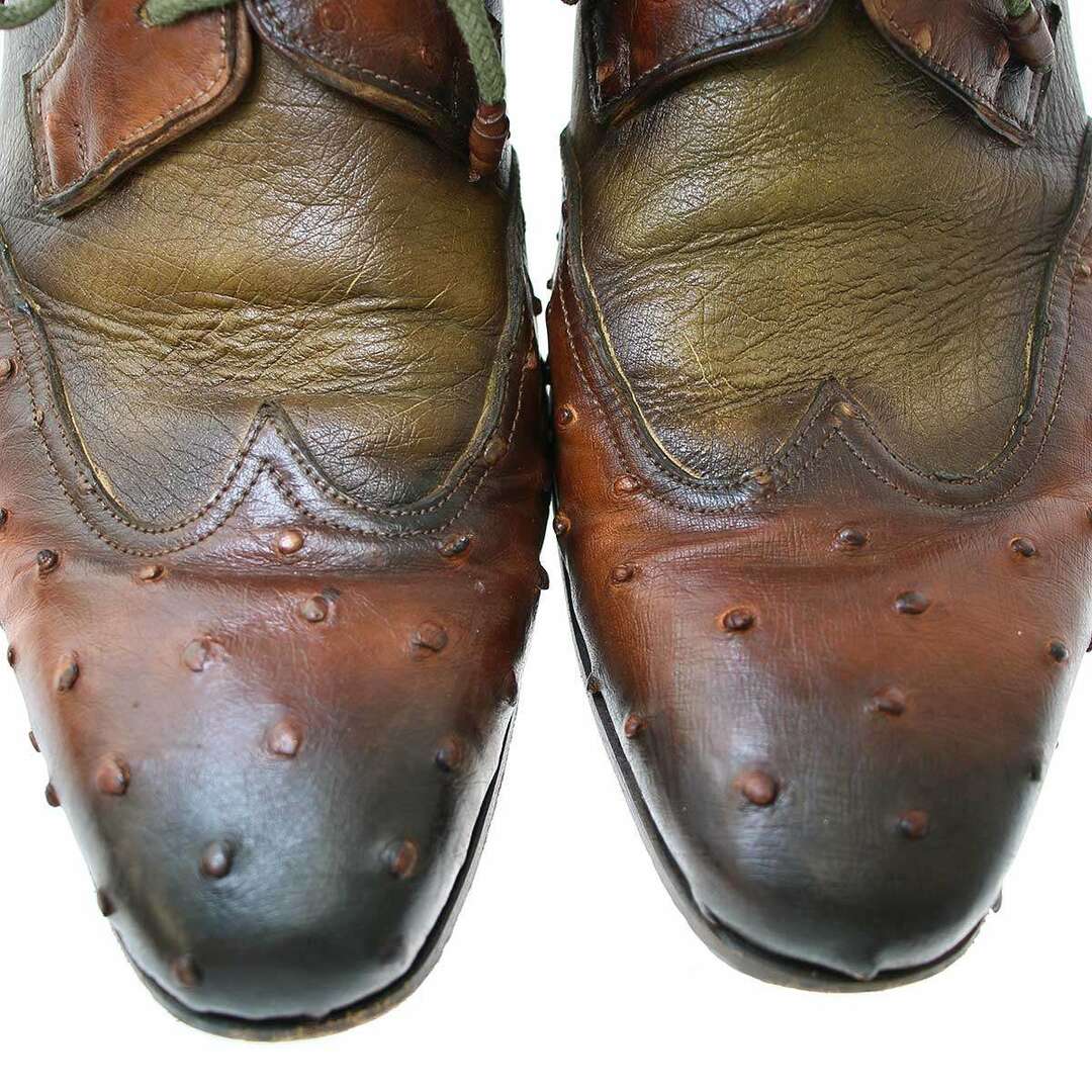 PAUL PARKMAN ポールパークマン オーストリッチコンビドレスシューズ  ブラウン 43 メンズの靴/シューズ(その他)の商品写真