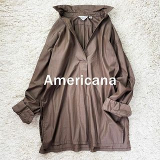 アメリカーナ(AMERICANA)のAmericana　スキッパーシャツ　シャツワンピース　ワイド　*170(カットソー(長袖/七分))