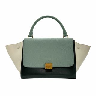 セリーヌ(celine)のセリーヌ CELINE ショルダーバッグ ハンドバッグ トラペーズ レザー ペールグリーン×ブラック×アイボリー レディース 送料無料【中古】 z1140(ショルダーバッグ)