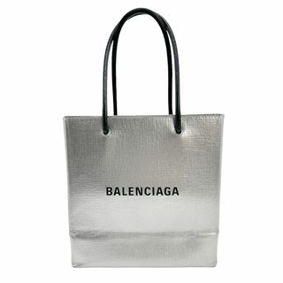 バレンシアガ(Balenciaga)のバレンシアガ BALENCIAGA ハンドバッグ ショルダーバッグ ショッピングトートXXS レザー シルバー レディース 597858 送料無料【中古】 z1141(ハンドバッグ)