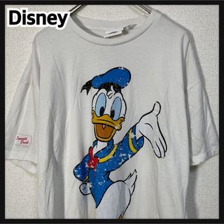 Disney - 【ディズニー】半袖Tシャツ　ドナルドダック　白T　キャラクタ　ビッグプリントH