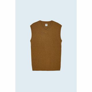 ザラ(ZARA)のZARA MAN テクスチャー Vネックコットンベスト オリーブキャメル未使用(ベスト)