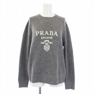 PRADA - プラダ カシミヤ×ウール ロゴ ニット セーター 長袖 クルーネック グレー