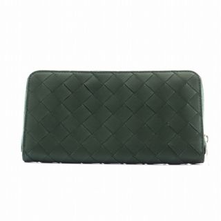 ボッテガヴェネタ(Bottega Veneta)のBOTTEGA VENETA イントレチャート 長財布 ラウンドファスナー 深緑(長財布)