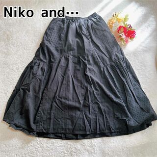 niko and... - ニコアンド 切り替えロングスカート ウエストゴム ブラック 両サイドポケットL