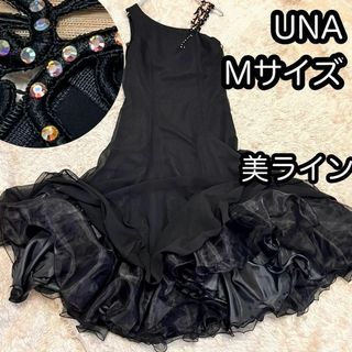 シードレス(SEA DRESS)の裾美フレア✨【ユーナ UNA】黒ドレス 美ライン ビジュー Mサイズ(その他ドレス)