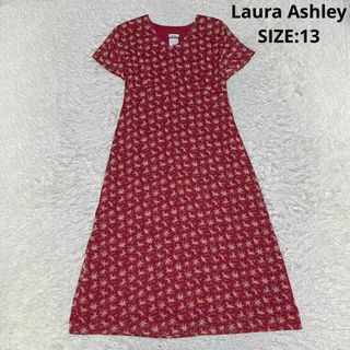 LAURA ASHLEY - 大きいサイズ ローラアシュレイ 花柄 Vネック ロングワンピース  Aライン