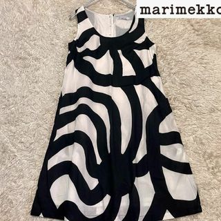 マリメッコ(marimekko)のマリメッコ【marimekko】フレアAラインワンピース 総柄34 リトアニア製(ひざ丈ワンピース)