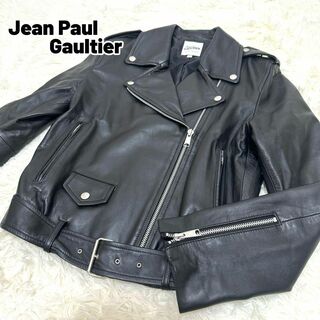 ジャンポールゴルチエ(Jean-Paul GAULTIER)のジャンポールゴルチエ 本革 ラムレザー ダブルライダースジャケット 黒 42(ライダースジャケット)