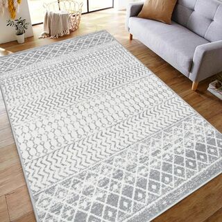 【色: グレー】HAOCOO ラグ カーペット 洗える 130×190cm 絨毯(ラグ)