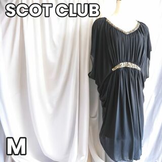 【大人上品なドレス✨】　スコットクラブ　ワンピース ドレス シアー　黒　M