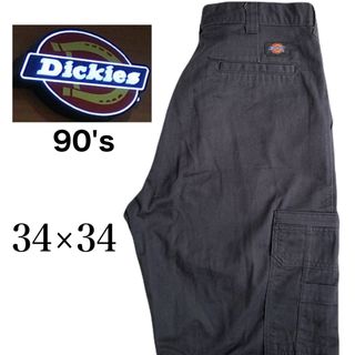 ディッキーズ(Dickies)のタイムセール！ ディッキーズ カーゴパンツ 34×34 黒 90's レア(ワークパンツ/カーゴパンツ)