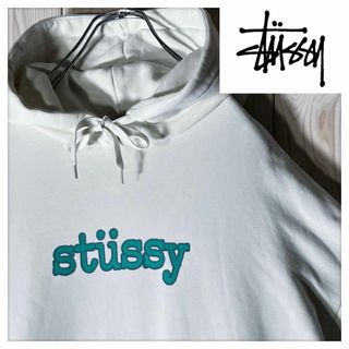 ステューシー(STUSSY)の【極美品 L】ステューシー タイプライター 50/50 スウェット パーカー 白(パーカー)