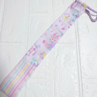 ハンドメイド30cmものさし入れ☆紫うさぎとくま×カラフルストライプ☆(その他)