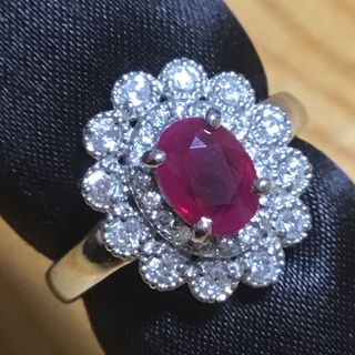 GIA鑑✨１ct✨ビルマ産ルビー✨ダイヤ✨リング✨約12号✨指輪(リング(指輪))