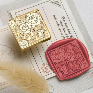 シーリングスタンプ ヘッド バラ 薔薇 ローズ かわいい 四角 25mm(その他)