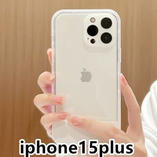 iphone15plusケース カーバースタンド付き ホワイト 7(iPhoneケース)