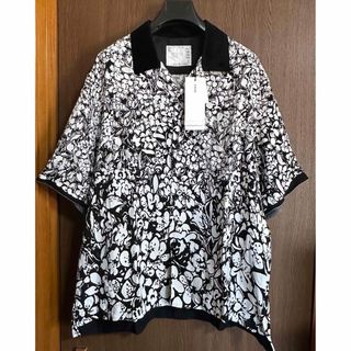 サカイ(sacai)の黒4新品 sacai サカイ メンズ フローラル レーヨン 半袖 シャツ (Tシャツ/カットソー(半袖/袖なし))