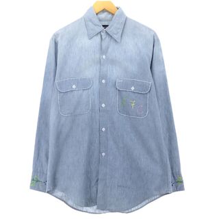 古着 70年代 WORK SHIRT 長袖 シャンブレーワークシャツ メンズM ヴィンテージ /eaa451168(シャツ)