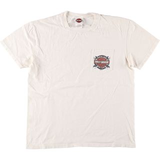 ハーレーダビッドソン(Harley Davidson)の古着 ハーレーダビッドソン Harley-Davidson ファイヤーパターン モーターサイクル バイクTシャツ メンズL /eaa441677(Tシャツ/カットソー(半袖/袖なし))