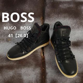 ヒューゴボス(HUGO BOSS)のHUGO　BOSS　ハイカットスニーカー　レザー仕様　41【26.0cm】(スニーカー)