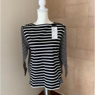 インゲボルグ(INGEBORG)の新品　INGEBORG 黒白ボートネック七分袖Tシャツ(シャツ/ブラウス(長袖/七分))