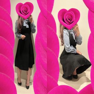 シーイン(SHEIN)のSHEIN♡ボウタイリボンバイカラーワンピース♡(ひざ丈ワンピース)