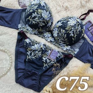 №768【C75】エレガンスマーガレット育乳脇高ブラジャー&フルバックショーツ(ブラ&ショーツセット)