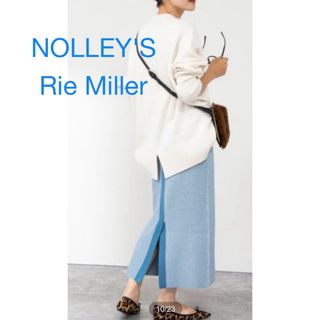 NOLLEY'S - 【新品】リエミラー ラメ タイトスカート ニット ブルー ウエストゴム 紐調節可