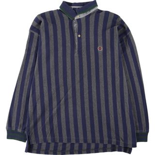 トミーヒルフィガー(TOMMY HILFIGER)の古着 90年代 トミーヒルフィガー TOMMY HILFIGER 長袖 ストライプ ポロシャツ メンズL ヴィンテージ /eaa450267(ポロシャツ)