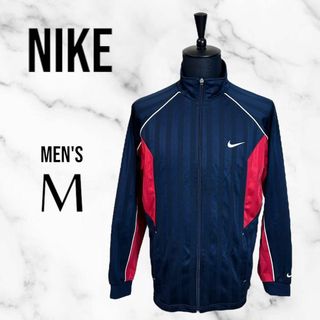 ナイキ(NIKE)の【NIKE】ジャージジャケット　スポーツ　バイカラー　ロゴ　ストライプ　紺赤　M(ジャージ)