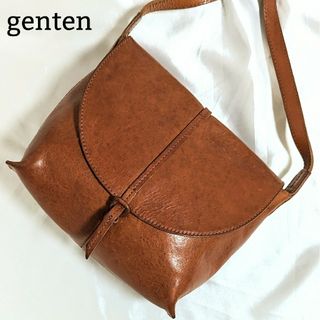 genten - genten ゲンテン トスカ ショルダーバッグ レザー ヌメ革 フラップ 茶