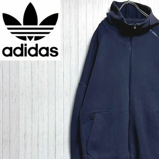 アディダス(adidas)のアディダス　パーカー　スウェット ネイビー　ジップアップ　スポーツ(パーカー)