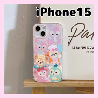 iPhone15ケース　ダッフィーフレンズ　可愛い　ピンク　新品　ソフト