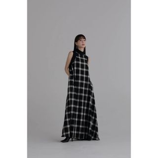 louren ローレン　stand collar check dress(ロングワンピース/マキシワンピース)