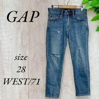 ギャップ(GAP)のGAP ダメージジーンズ ジーパン ストレート デニム スリム ブルー A339(デニム/ジーンズ)