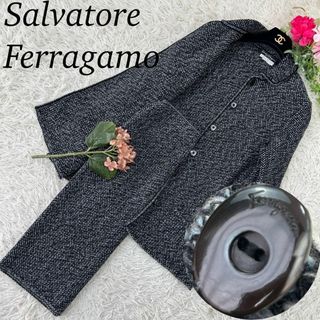 Salvatore Ferragamo - A587 サルヴァトーレフェラガモ スカートセットアップ ニット ツイード L