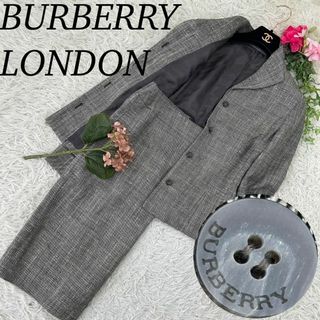 BURBERRY - A586 バーバリーロンドン レディース スカートスーツ 上下 ツイード L